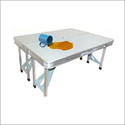 Folding Picnic Table - Aluminum 70cm Height White | Portable Foldable Lightweight Durable Easy Setup