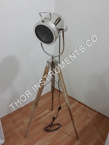 Photography Studio Nautical Chrome Finish Spot light Wood Tripod