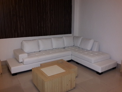 L Shape White Sofa