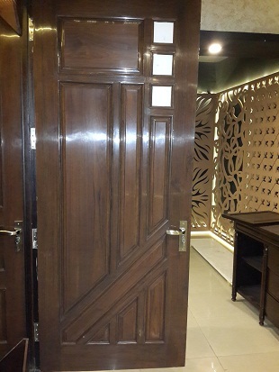 Wooden Door - Teak Wood, 80x210 cm, 4cm Thick | Durable, Polished Finish, Modern Style, Easy Install, Customizable