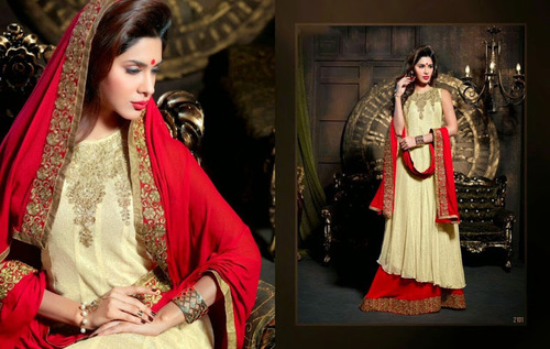 Red And Yellow Designer Gown