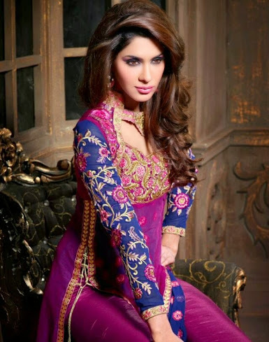 Pink And Blue Latest Fancy Designer Gown