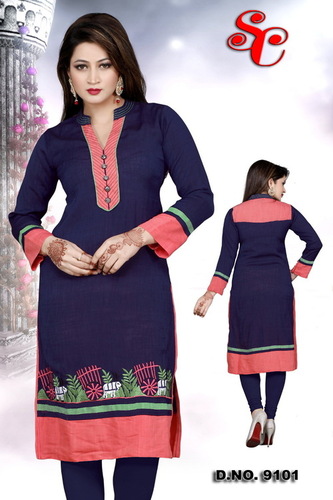 Washable Black Color Cotton Kurtis