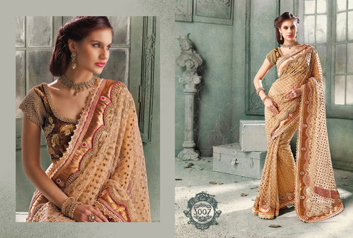 Cream Color Exclusive Party Wear Sarees