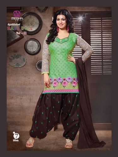 Ayesha Takiya Super Hit Browny Green Patiyala Suit