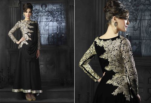 Black Gown With Golden Work Suit