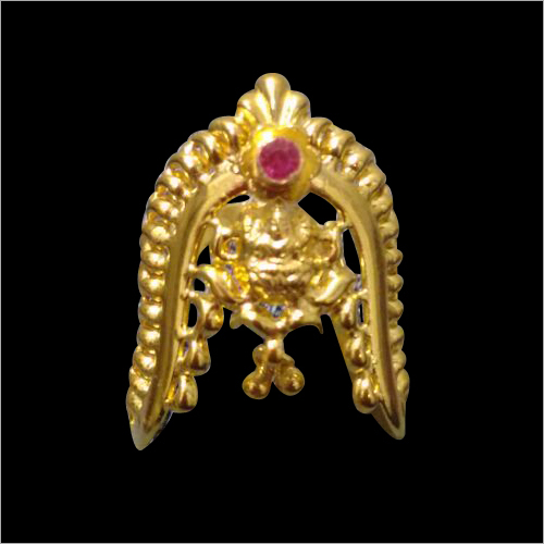 Gold Pendant - 22K Gold, 15x10 mm, Ruby Accent | Elegant Design, Polished Finish, Religious Symbol, Fine Craftsmanship