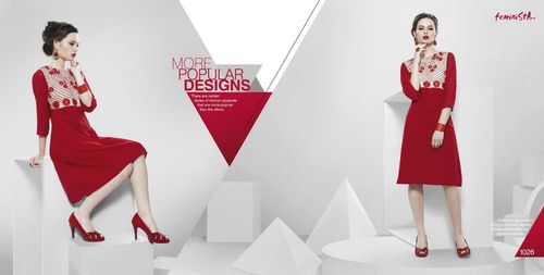 RED PARTY WEAR KURTI