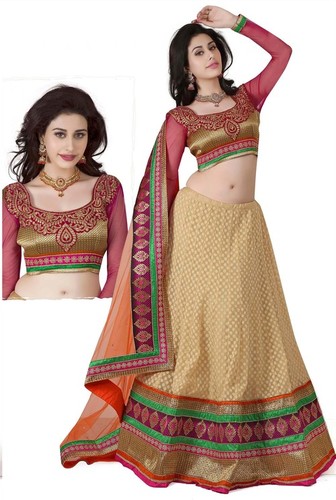  Alluring Beige Faux Georgette Lehnga Choli