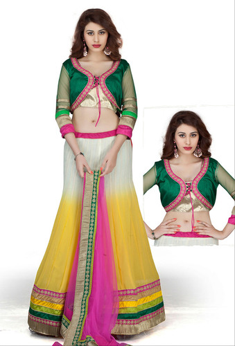 GREEN & PINK CONTEMPORARY LEHNGA CHOLI