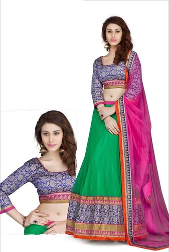 Sense Of Feminine Beauty Blue & Green Lehenga Choli