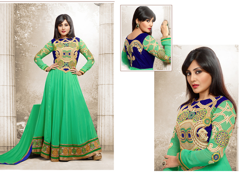 Mint Green Georgette Ankle Length Anarkali Suit