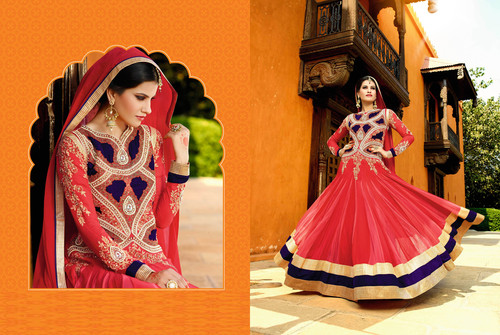 RED MAHI FASHIONEBAL EMBROIDERY DESIGNER SALWAR SUIT