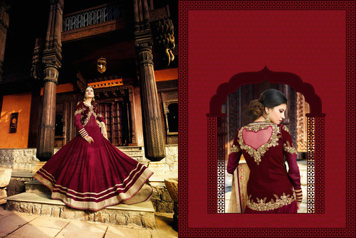 Maroon Floor Length Anarkali Suit