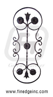 Wrought Iron Decorative Panel - Wrought Iron, 840x150 mm, Black Base 12x6 Inch, Elegant Design, Durable Material, Easy Installation