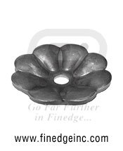 Wrought Iron Leaves and Flowers - Wrought Iron, 2 3/8" Diameter, 0.100" Thickness, Black Finish, Elegant Durable Design