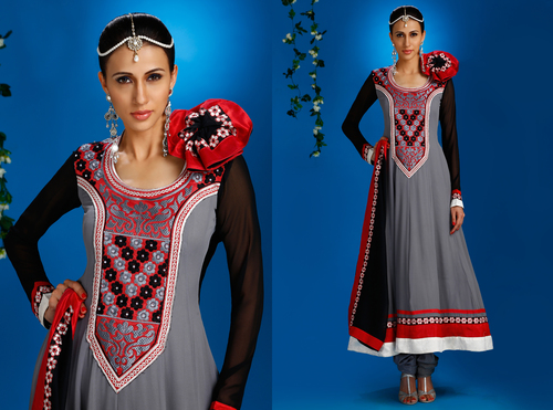Mesmerizing Gray Color Designer Party Wear Anarkali Suit
