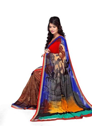 Gemini Multi Color Georgette Low Range Saree