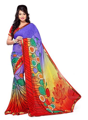 Gemini Lotus Printed Georgette Low Range Saree