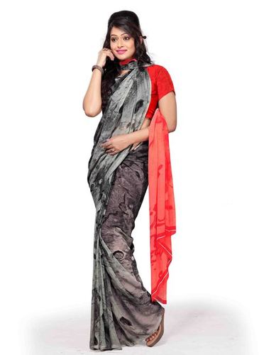 Black Regular Wear Light Georgette Saree