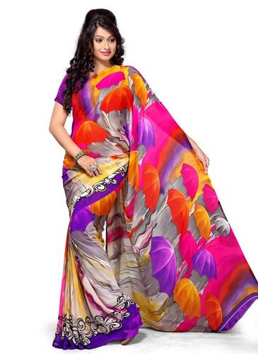 Multicolor Umbrella Printed Georgette Saree