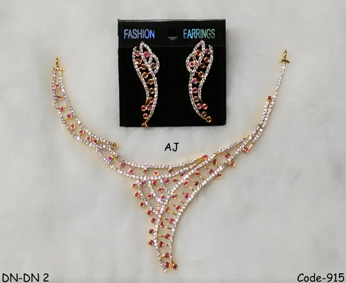 American Diamond Necklace with Colour Stone