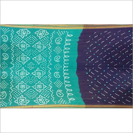 Blue And Green Cotton Designer Saree