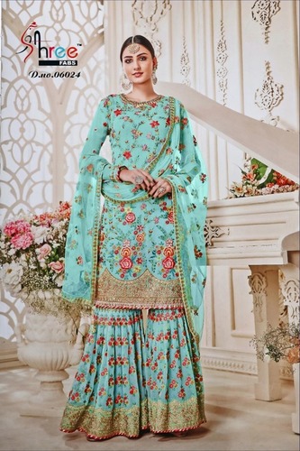 Indowestern Style Pink Embroidry Lehenga Suit With Full Sleeve