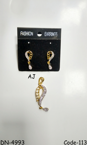 Delicate American Diamond Pendant Set