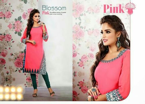Designer Salwar Suits - Cotton Blend, Size S-XL, Pink | Elegant Design, Minimal Embroidery, Comfortable Fit, Stylish Kurti Style