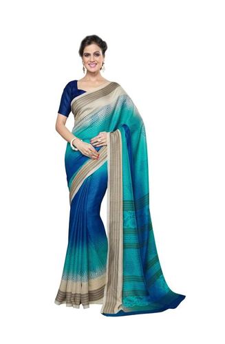 Blue Bhagalpuri Silk saree
