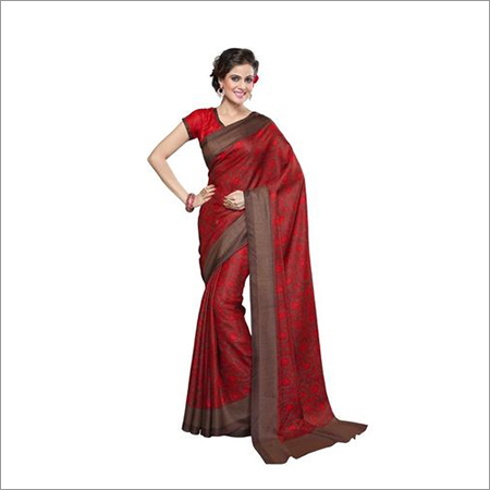 Red Bhagalpuri Silk Saree
