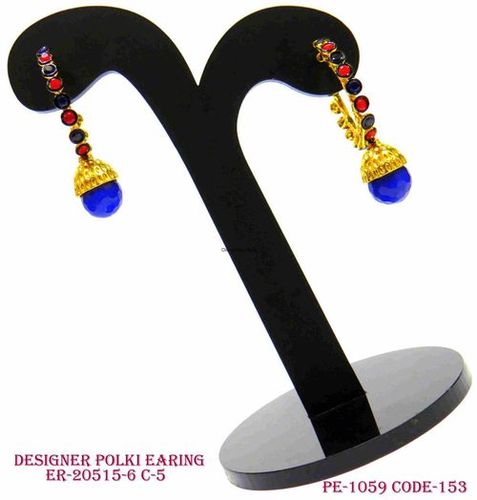 Blue Designer Polki Earring