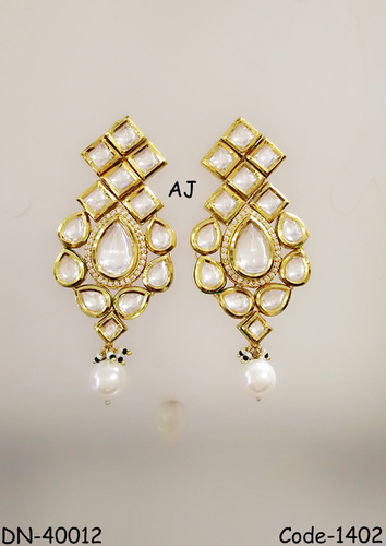 Kundan Earrings - Gold-Plated, 2-3 Inches | Elegant Design, Flawless Finish, Eye-Catching, Unmatched Quality, Kundan & Pearl Stone