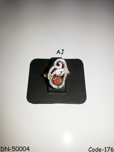 American Diamond Ring with Kundan