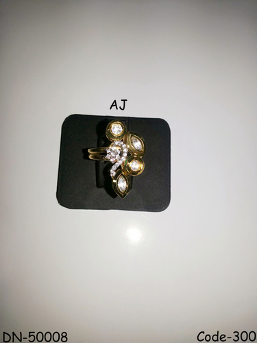 American Diamond Ring with Kundan