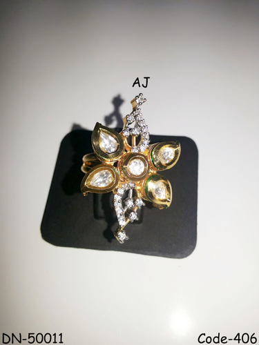 American Diamond Ring with Kundan