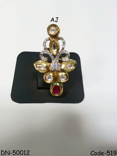 American Diamond Ring with Kundan
