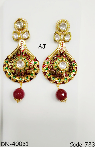 Kundan Earrings withAD Jewellery Antique Finish