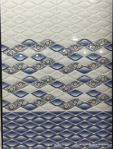 Bathroom Wall Tile Trader Morbi - Ceramic 30x45 cm Blue, Glossy Moisture Resistant Wall Cladding