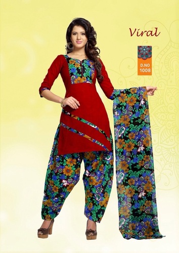 Designer Cotton Suits - Printed Cotton Short Sleeves Red Color | Exquisite Pattern Trendy Style Fade Resistant Texture