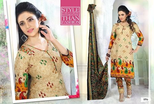 Cream Churidar Cotton Suit Materials