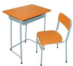 School Furniture - Metal and Wood, Desk 70x50cm, Chair 40x40cm, Orange | Durable, Ergonomic, Comfortable, Space-Saving, Easy Assembly