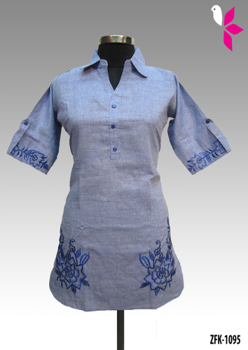 Linen Embroidered Kurti