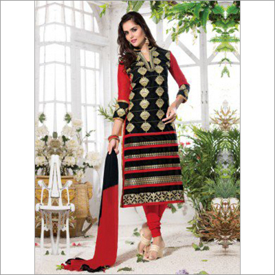 Red And Black Ethnic Cotton Suit
