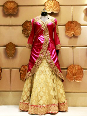 Yellow And Red Silk Anarkali Suit