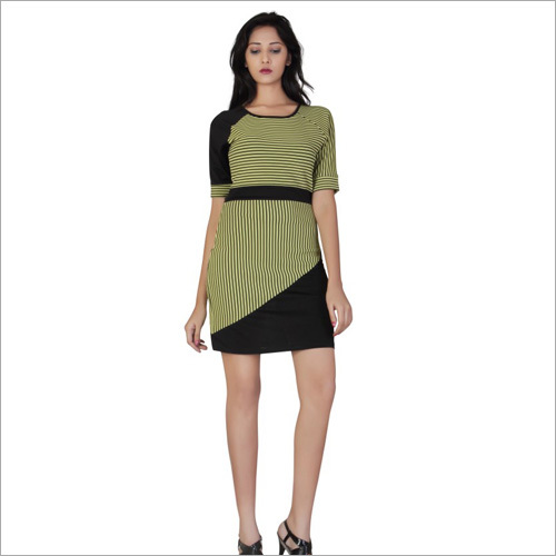 Yellow & Black Short Striped Dress