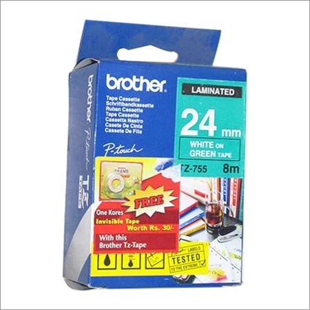 Laminated 24mm White On Green Tape