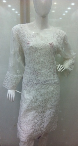 Chikan long kurti