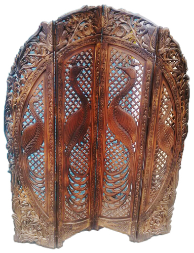 Aarsun Handcrafted Round Shaped Folding Wooden Room Divider / Partition Screen